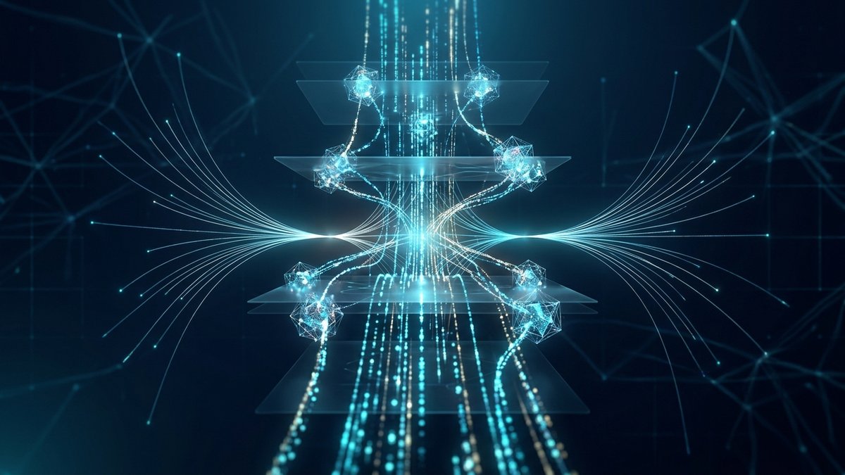 AI search visibility tracking system diagram showing signals flowing into citation outputs across layered neural search architecture
